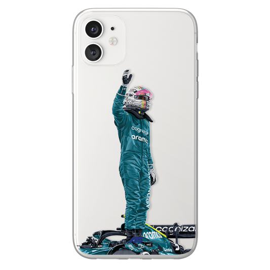 Sebastian Vettel phone case Aston Martin Formula 1 clear phone case for smartphone